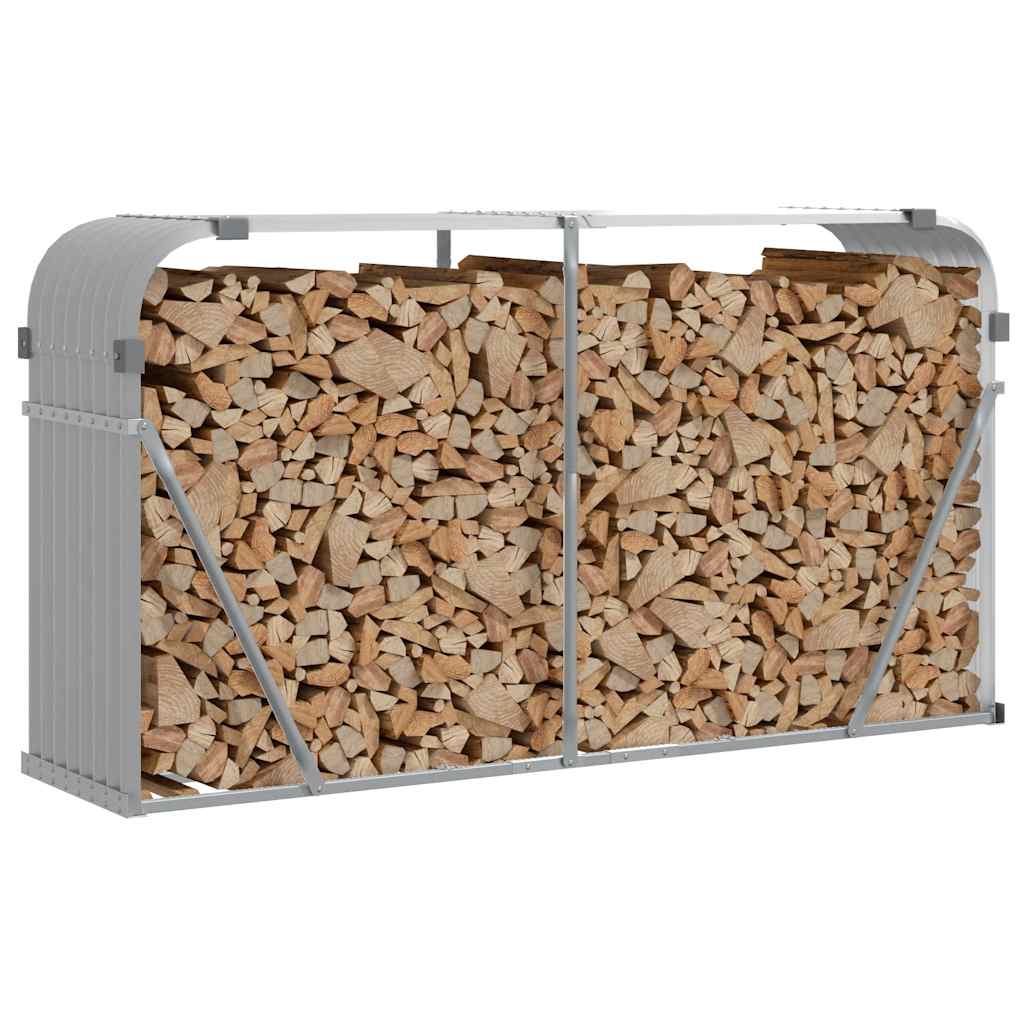 Log Holder Light Grey 180x45x100 cm Galvanised Steel