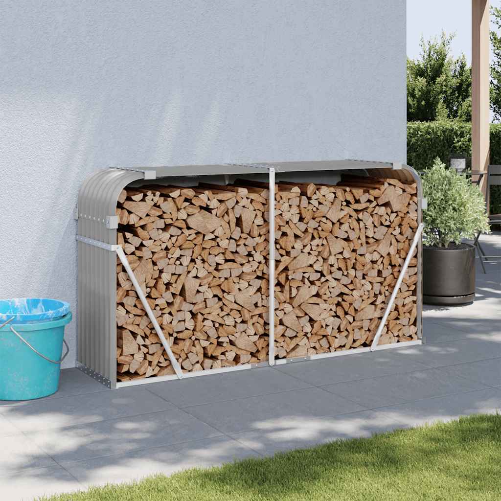 Log Holder Light Grey 180x45x100 cm Galvanised Steel