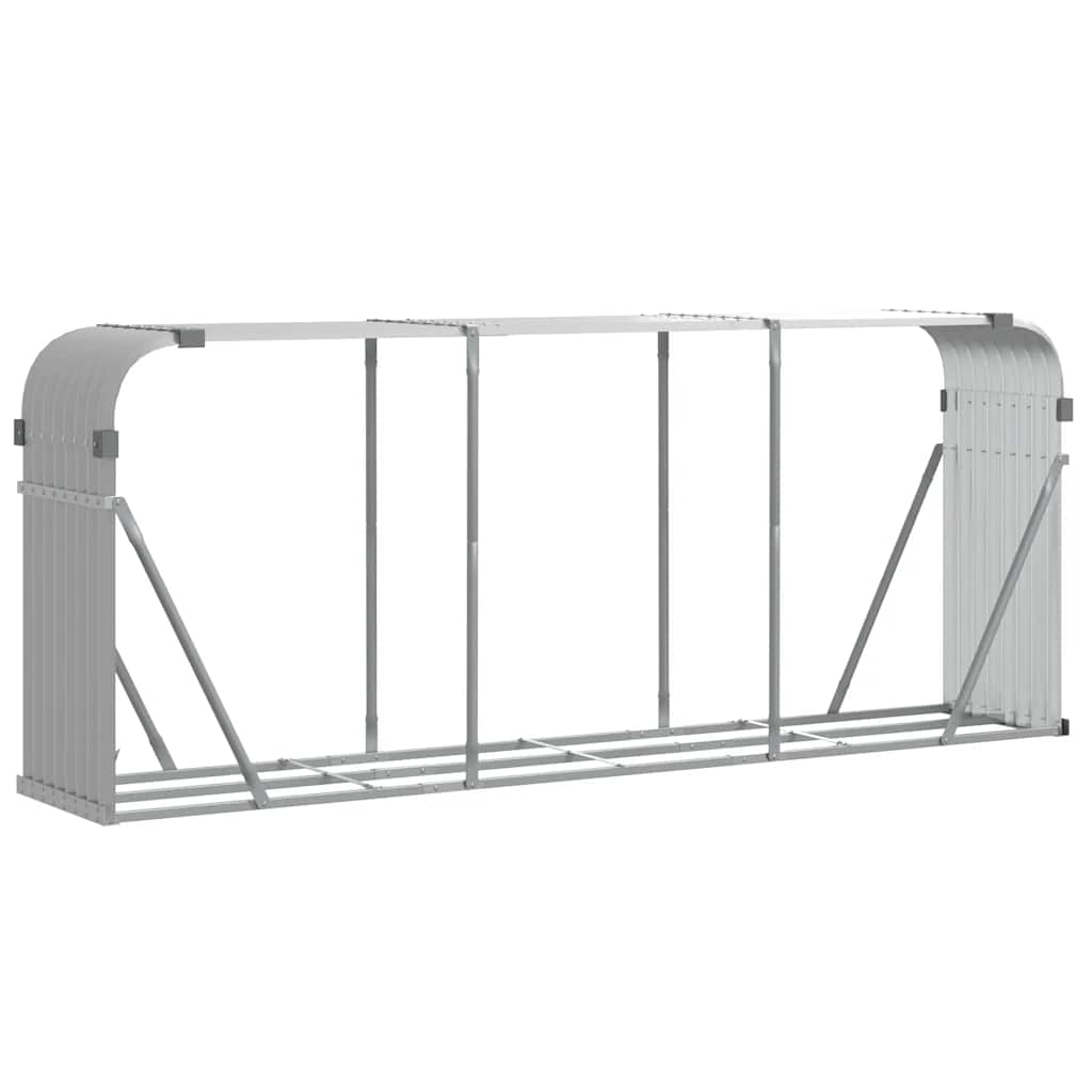 Log Holder Light Grey 234x45x100 cm Galvanised Steel