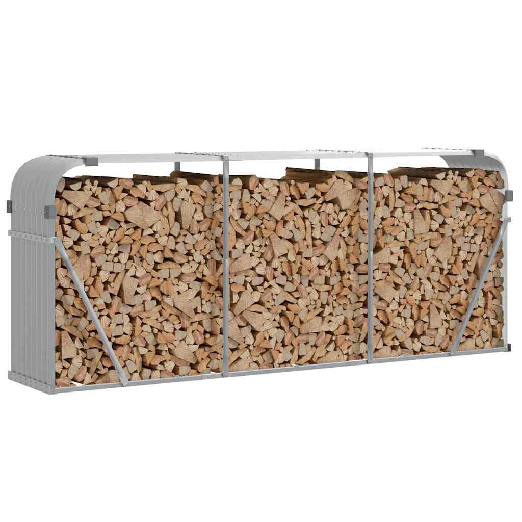 Log Holder Light Grey 234x45x100 cm Galvanised Steel