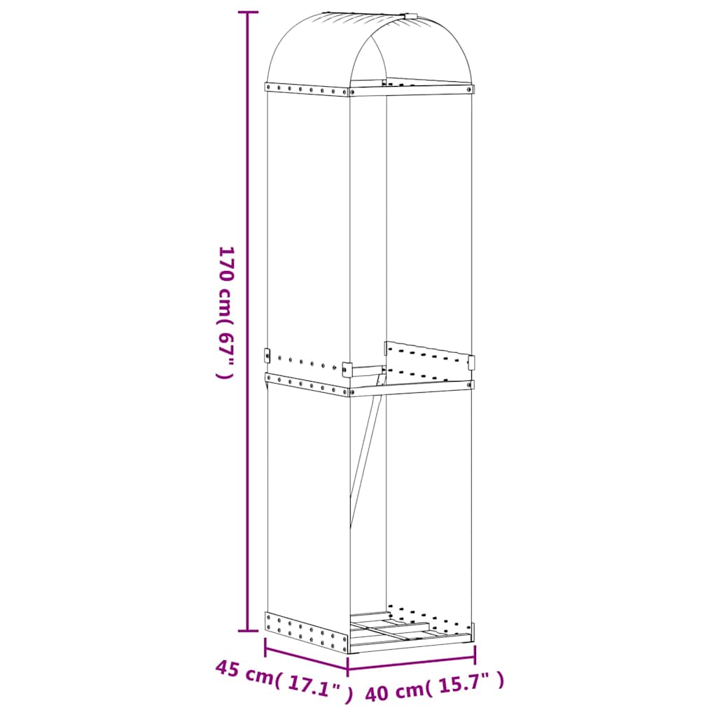 Log Holder Anthracite 40x45x170 cm Galvanised Steel