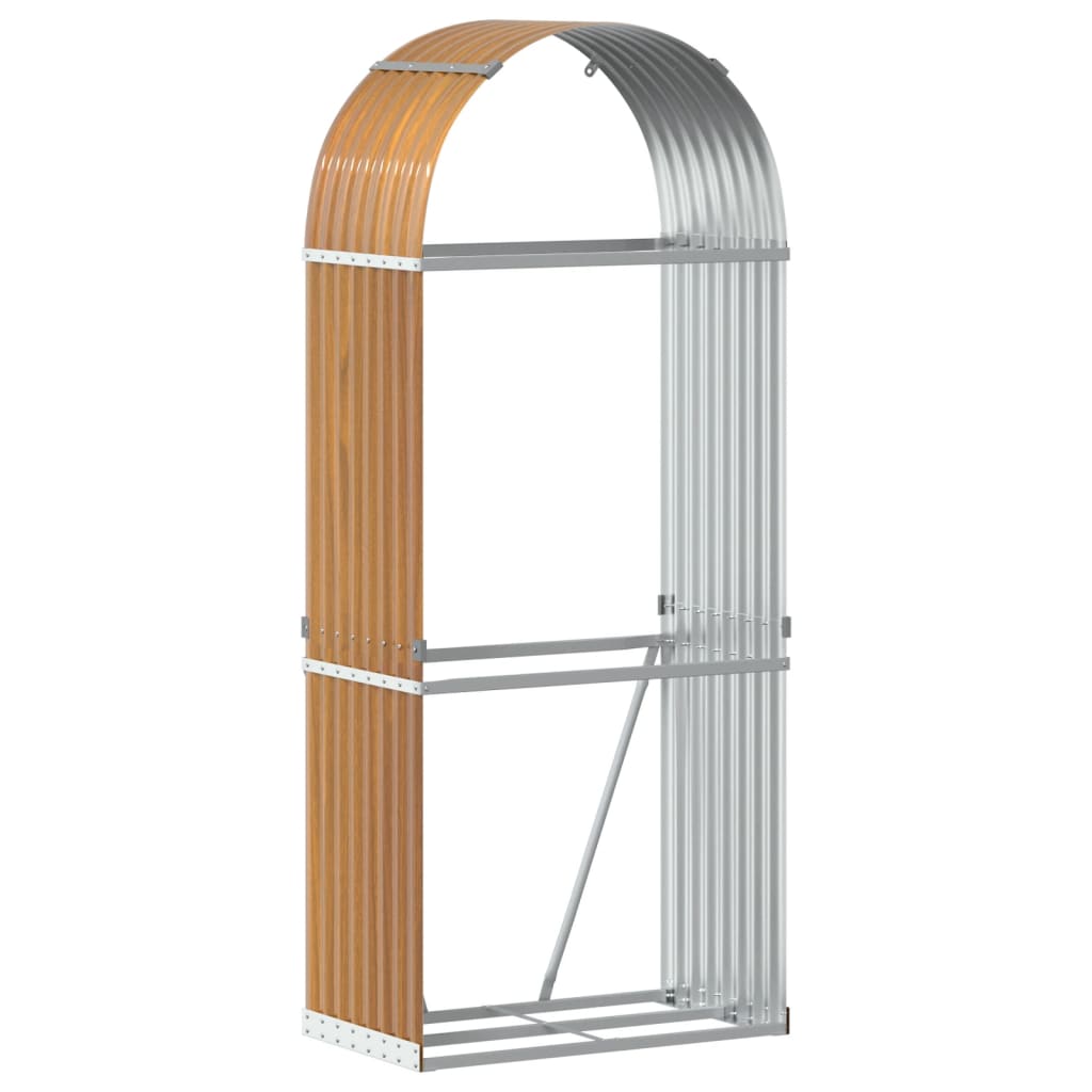 Log Holder Wood Look 80x45x190 cm Galvanised Steel