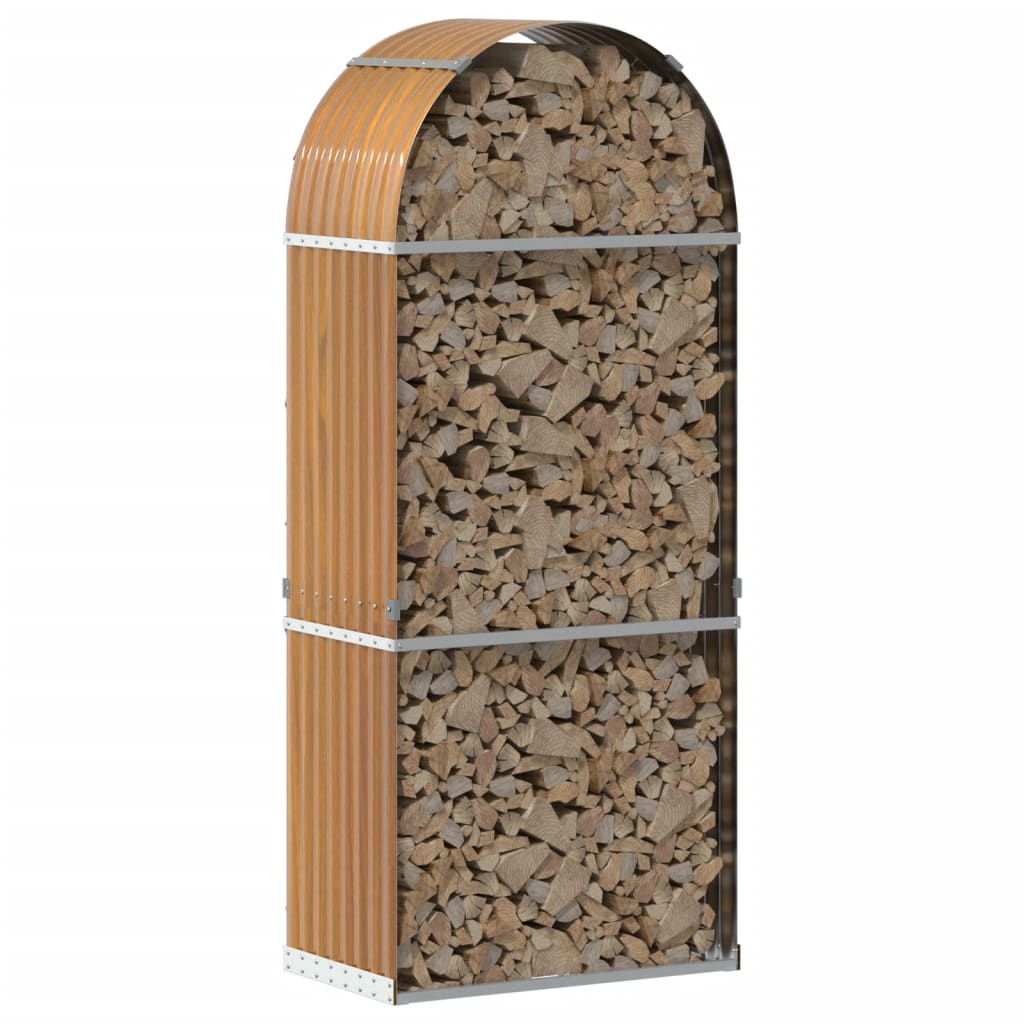 Log Holder Wood Look 80x45x190 cm Galvanised Steel