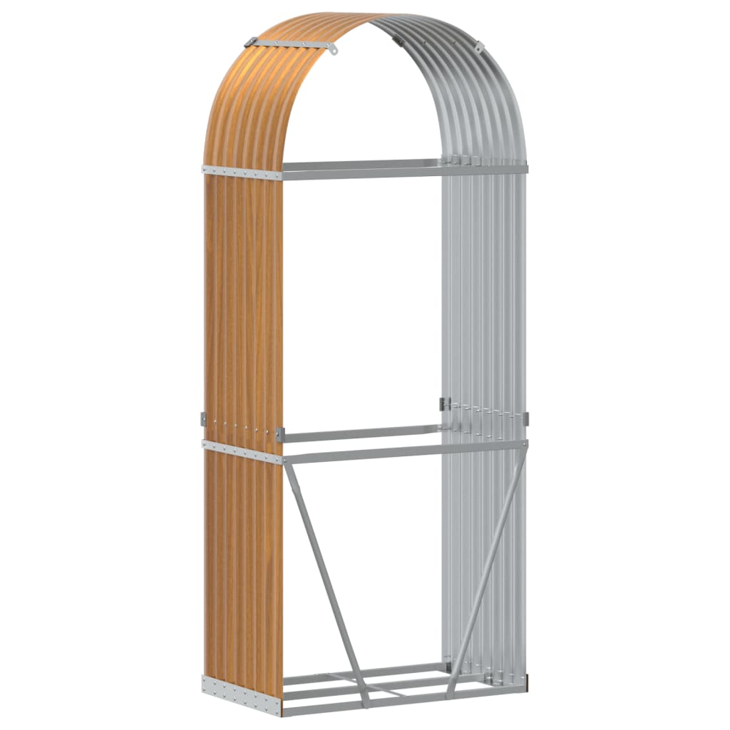 Log Holder Wood Look 80x45x190 cm Galvanised Steel