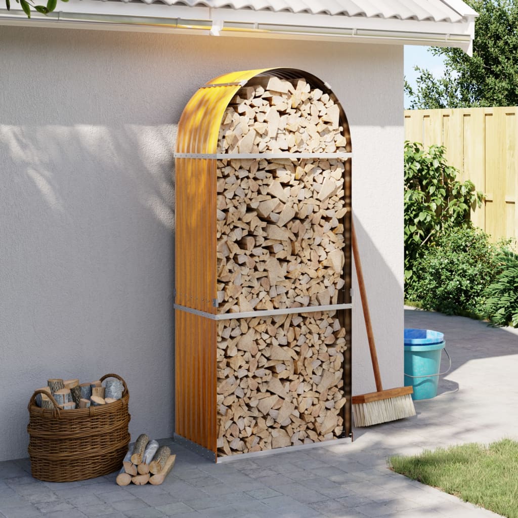 Log Holder Wood Look 80x45x190 cm Galvanised Steel