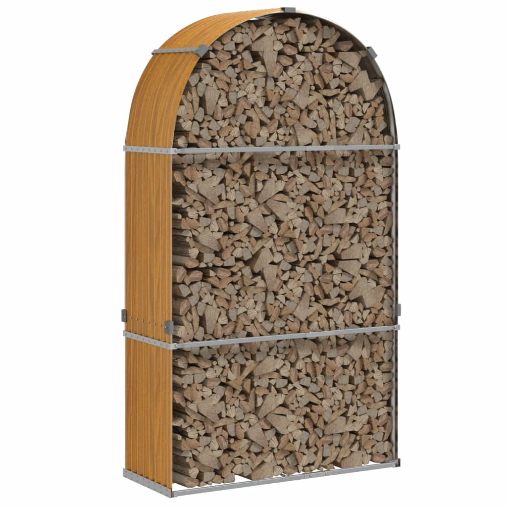 Log Holder Wood Look 120x45x210 cm Galvanised Steel