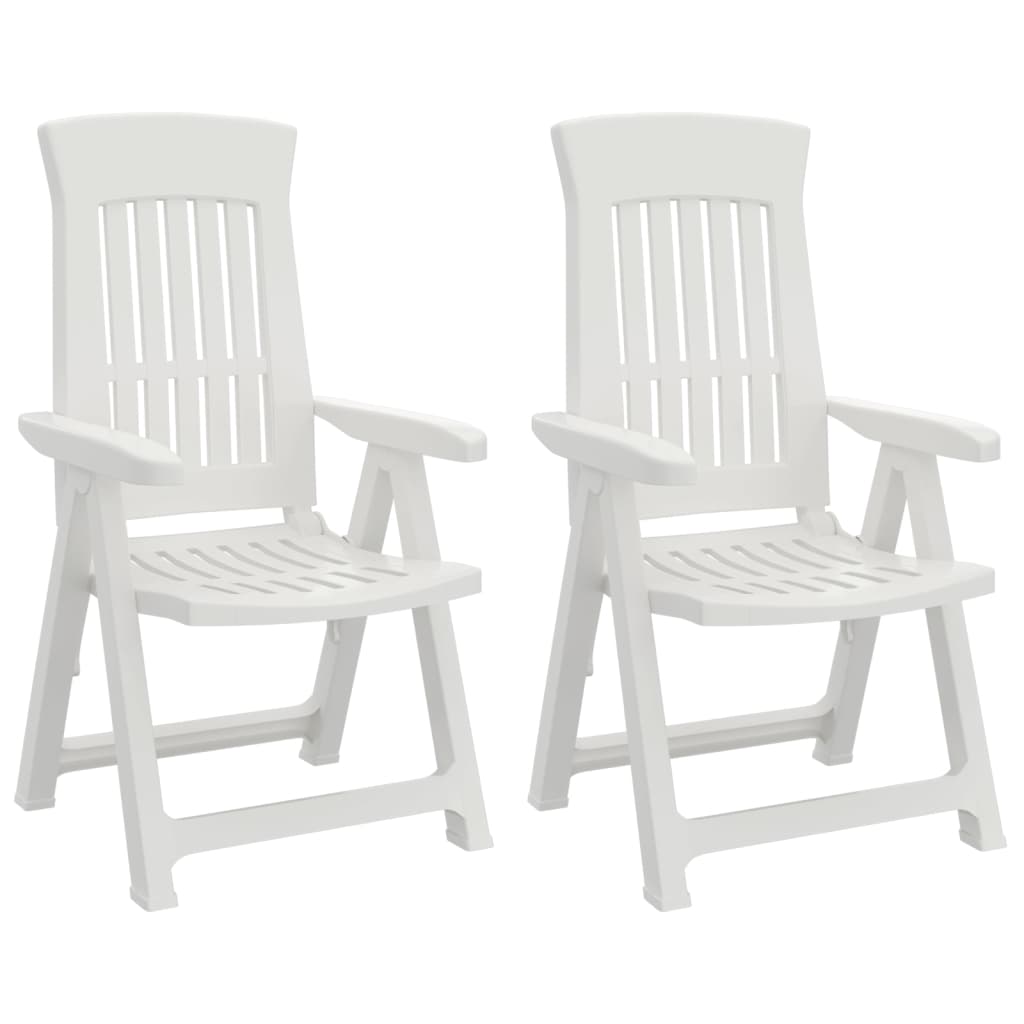 vidaXL Garden Reclining Chairs 2 pcs White PP