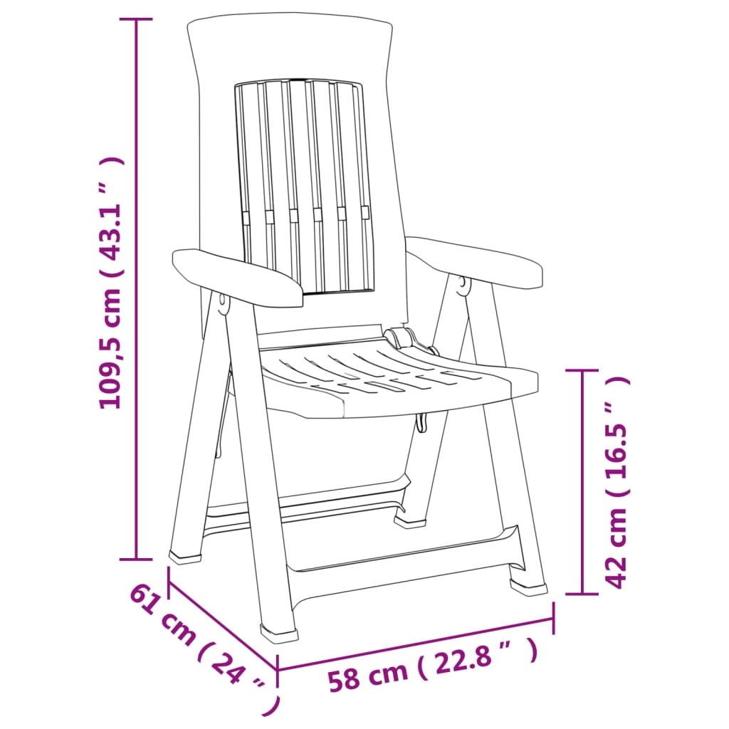 vidaXL Garden Reclining Chairs 2 pcs White PP