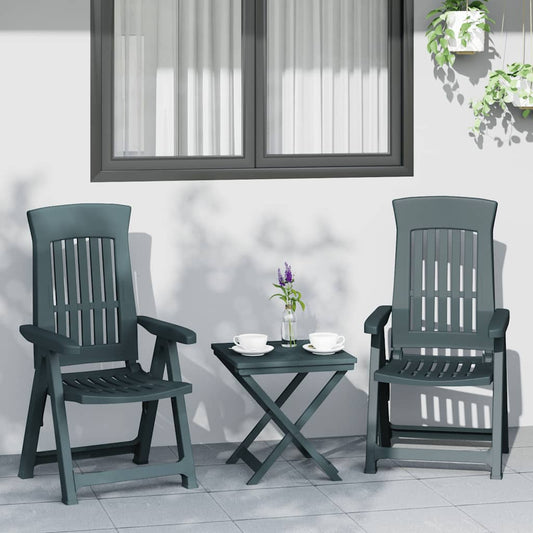 Reclining Folding Chairs 2 pcs Green PP