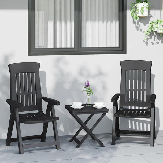 Reclining Folding Chairs 2 pcs Anthracite PP