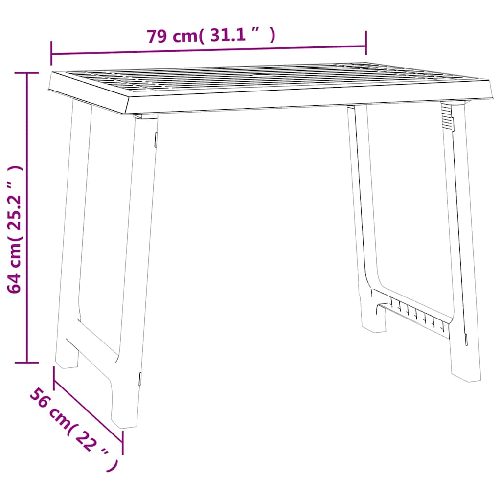Camping Table Anthracite 79x56x64 cm PP Wooden Look