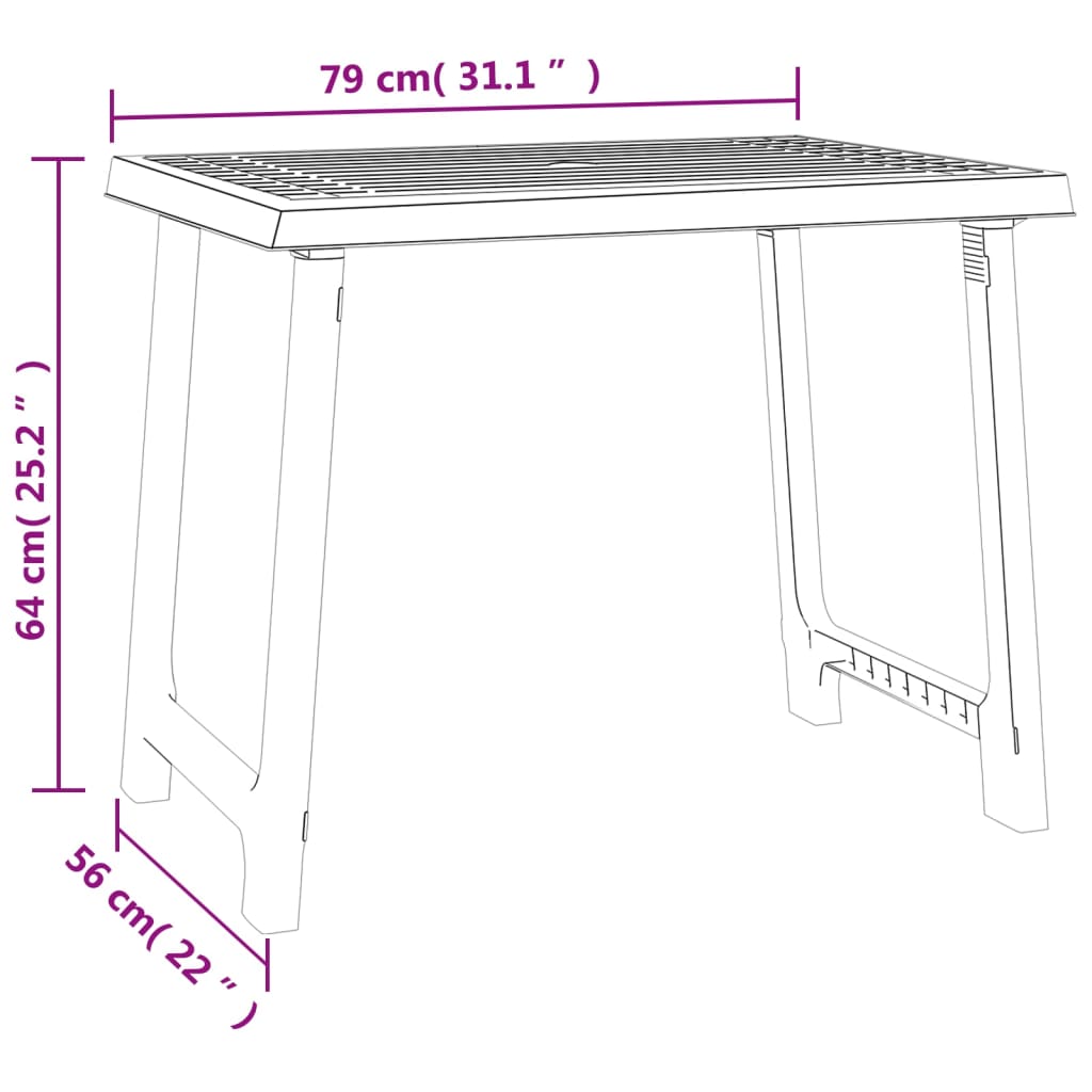Camping Table White 79x56x64 cm PP Wooden Look