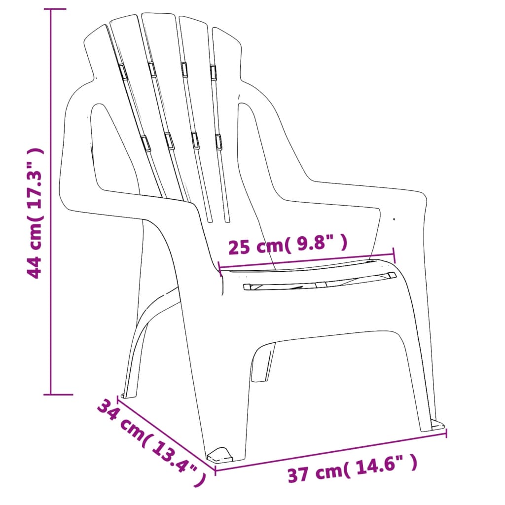 vidaXL Garden Chairs 2 pcs for Children Blue 37x34x44 cm PP Wooden Look