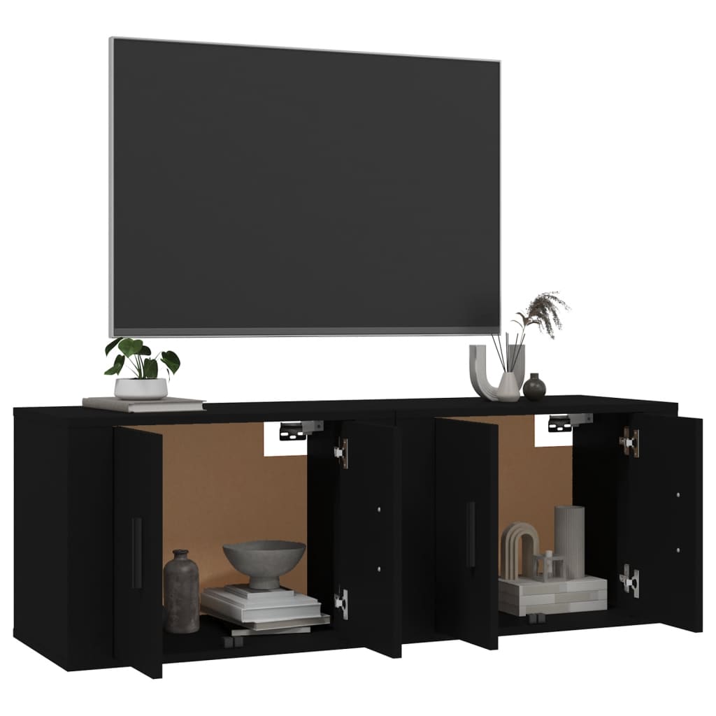 vidaXL Wall-mounted TV Cabinets 2 pcs Black 57x34.5x40 cm