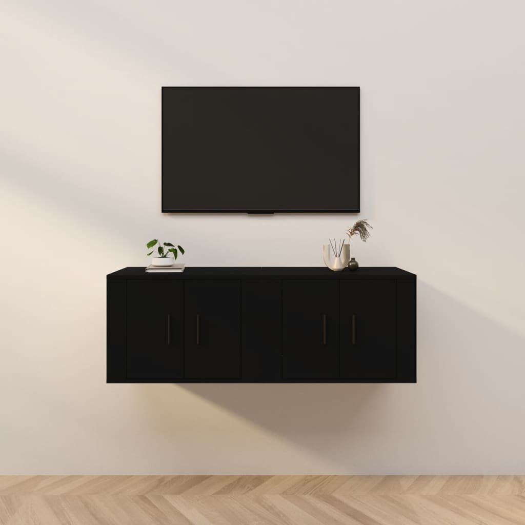 vidaXL Wall-mounted TV Cabinets 2 pcs Black 57x34.5x40 cm