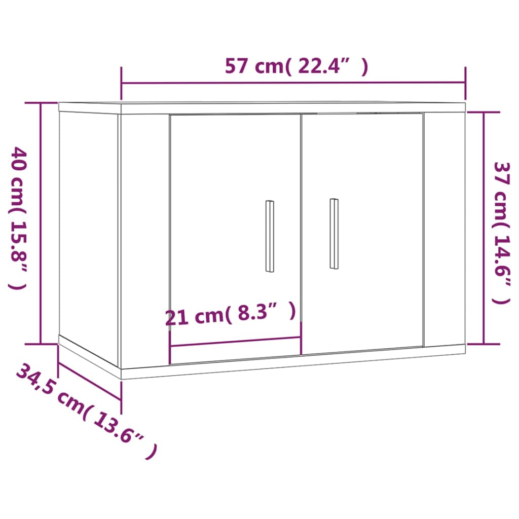 vidaXL Wall-mounted TV Cabinets 2 pcs Grey Sonoma 57x34.5x40 cm