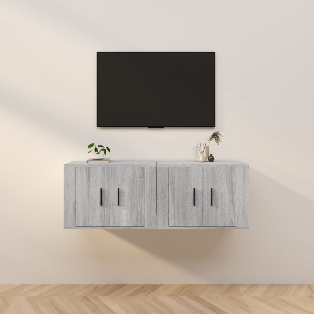 vidaXL Wall-mounted TV Cabinets 2 pcs Grey Sonoma 57x34.5x40 cm