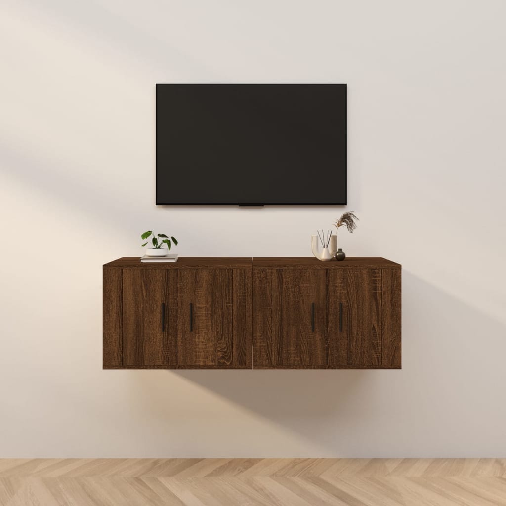 vidaXL Wall-mounted TV Cabinets 2 pcs Brown Oak 57x34.5x40 cm