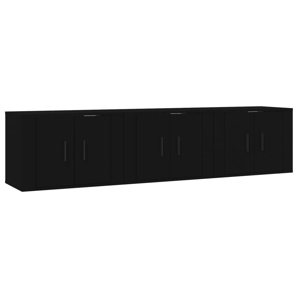 vidaXL Wall-mounted TV Cabinets 3 pcs Black 57x34.5x40 cm