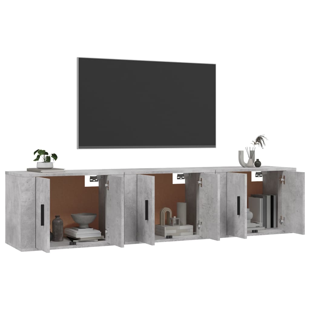 vidaXL Wall-mounted TV Cabinets 3 pcs Concrete Grey 57x34.5x40 cm