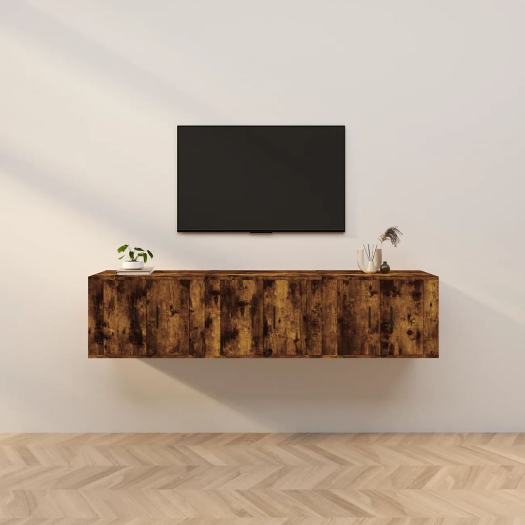 vidaXL Wall-mounted TV Cabinets 3 pcs Smoked Oak 57x34.5x40 cm