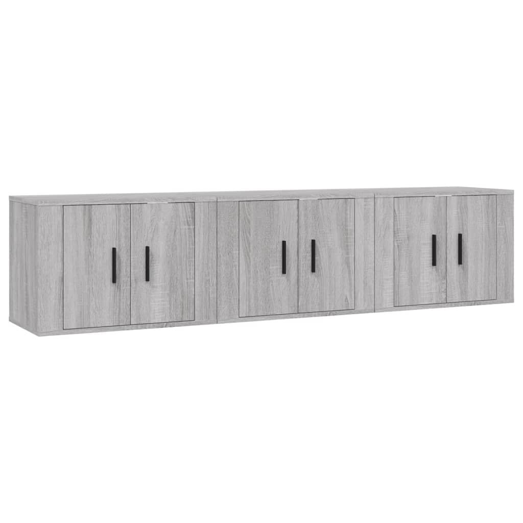 vidaXL Wall-mounted TV Cabinets 3 pcs Grey Sonoma 57x34.5x40 cm