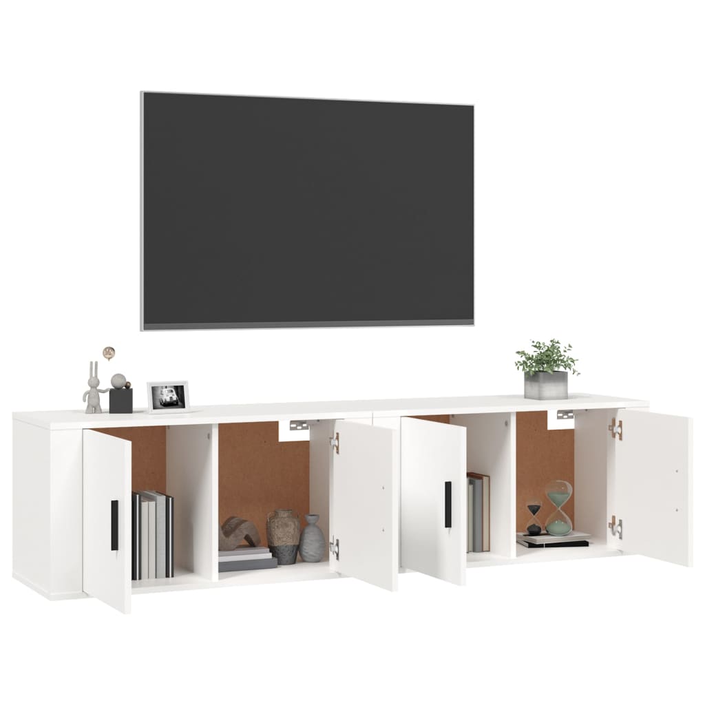 2 Piece Wall-mounted TV Cabinet Set White 80x34,5x40 cm