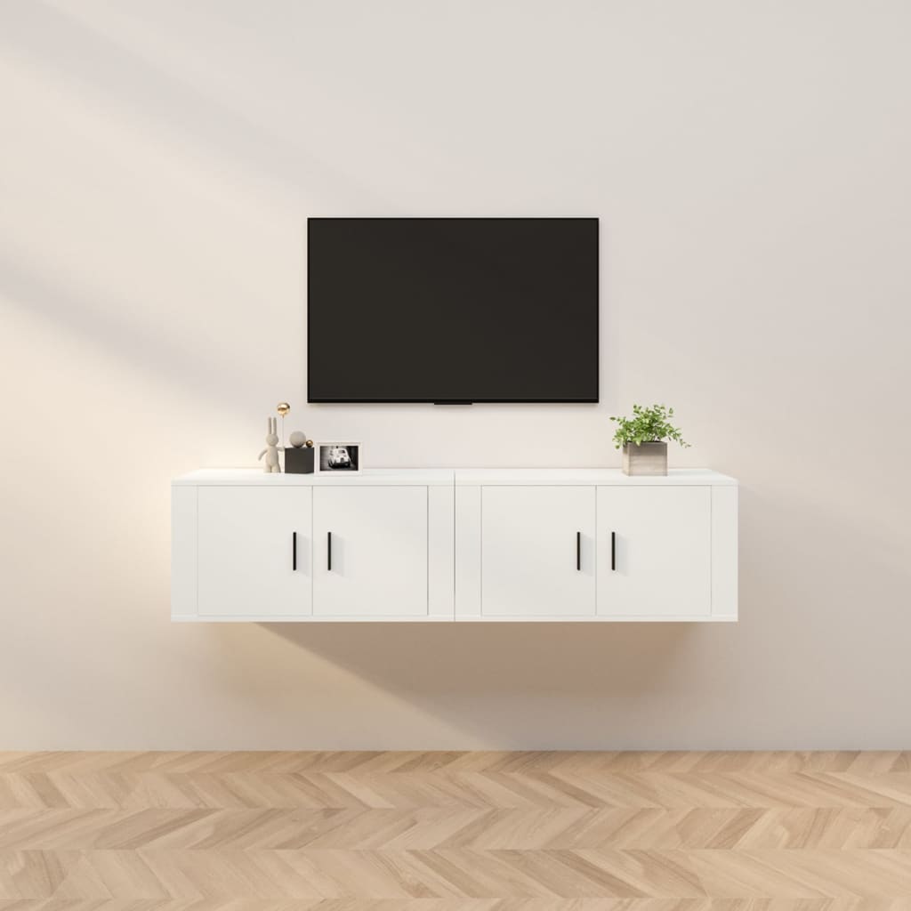 2 Piece Wall-mounted TV Cabinet Set White 80x34,5x40 cm