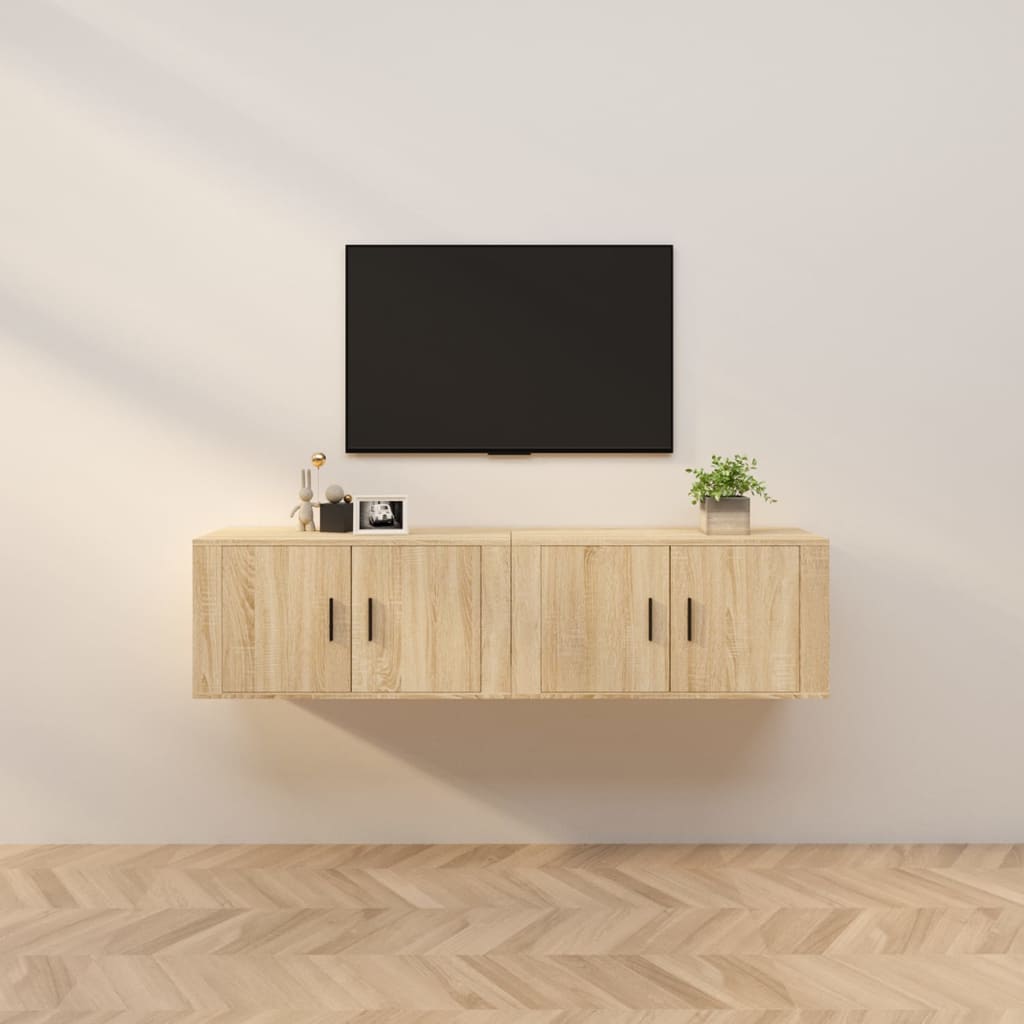 2 Piece Wall-mounted TV Cabinet Set Sonoma Oak 80x34,5x40 cm