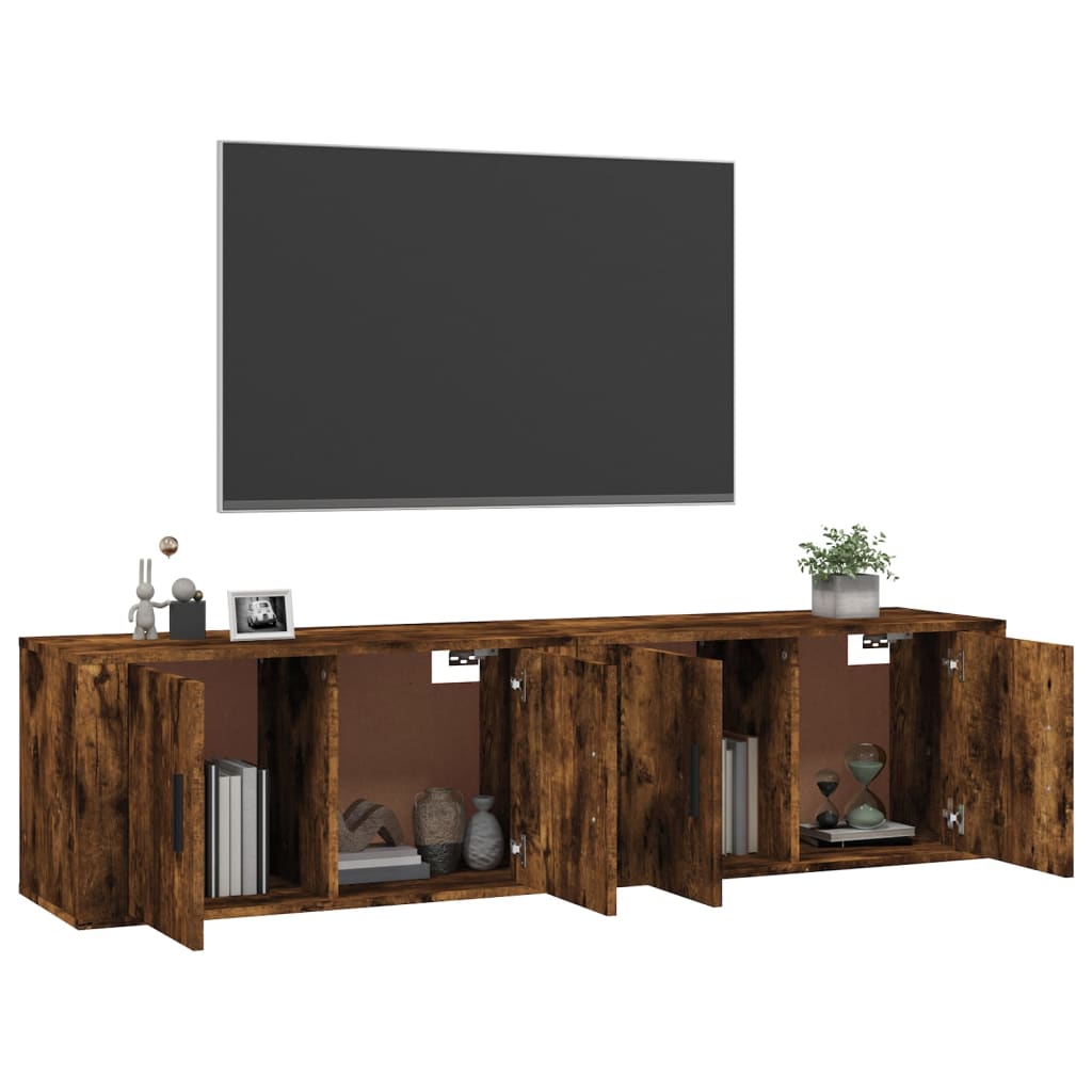 2 Piece Wall-mounted TV Cabinet Set Smoked Oak 80x34,5x40 cm