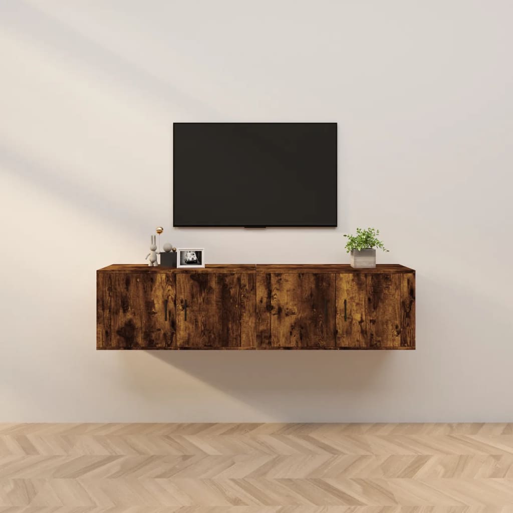 2 Piece Wall-mounted TV Cabinet Set Smoked Oak 80x34,5x40 cm