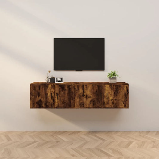2 Piece Wall-mounted TV Cabinet Set Smoked Oak 80x34,5x40 cm