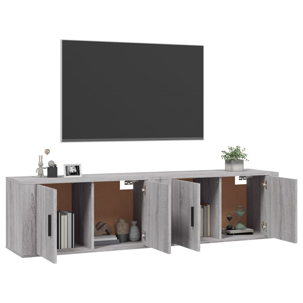 2 Piece Wall-mounted TV Cabinet Set Grey Sonoma 80x34,5x40 cm