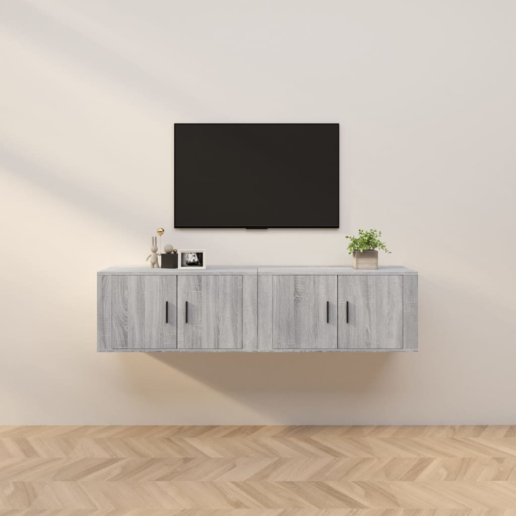 2 Piece Wall-mounted TV Cabinet Set Grey Sonoma 80x34,5x40 cm