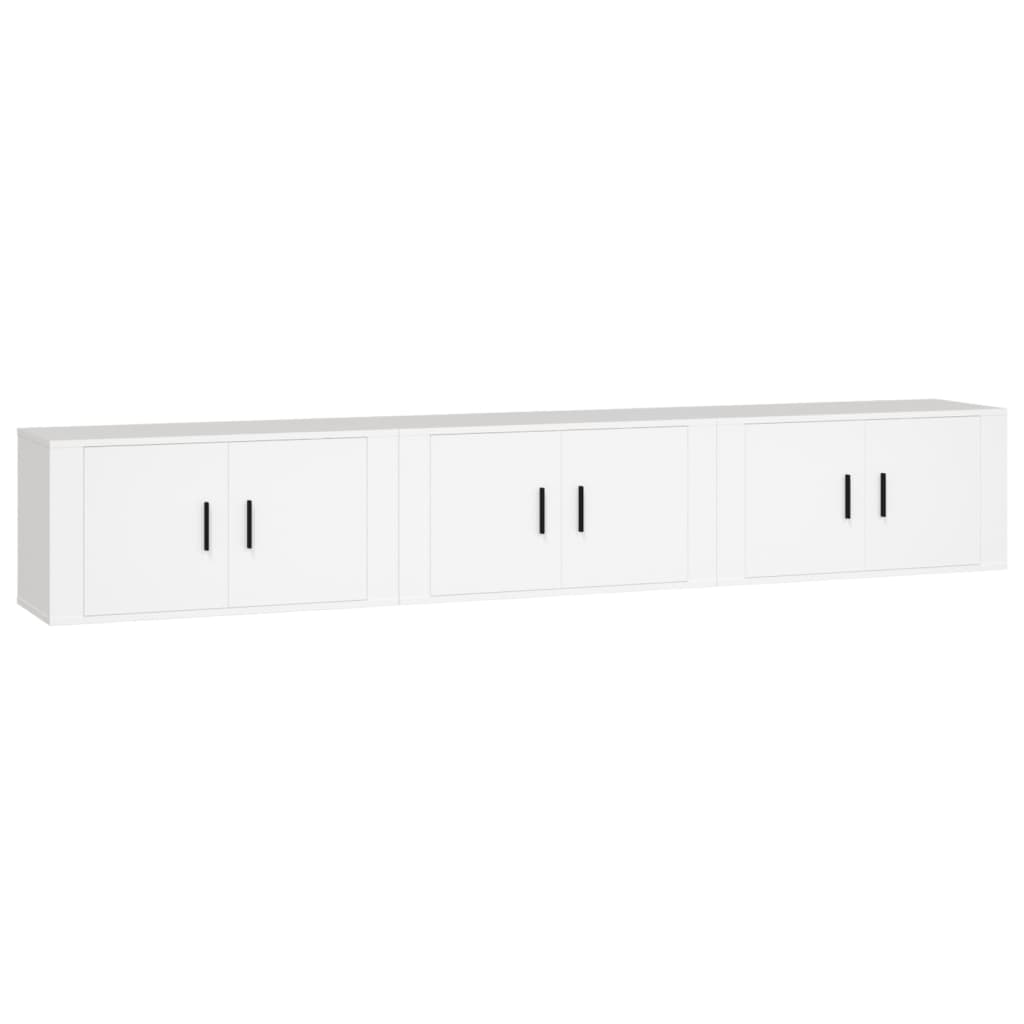 3 Piece Wall-mounted TV Cabinet Set White 80x34,5x40 cm