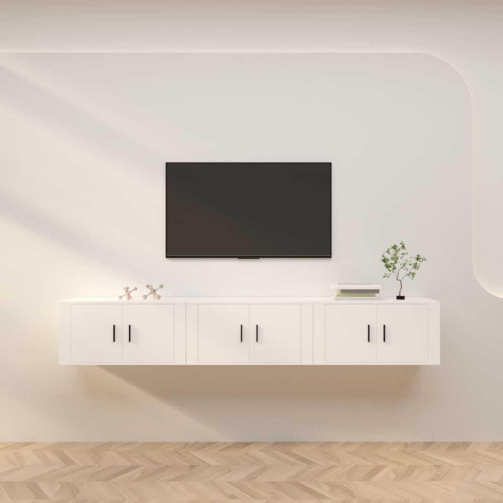 3 Piece Wall-mounted TV Cabinet Set White 80x34,5x40 cm
