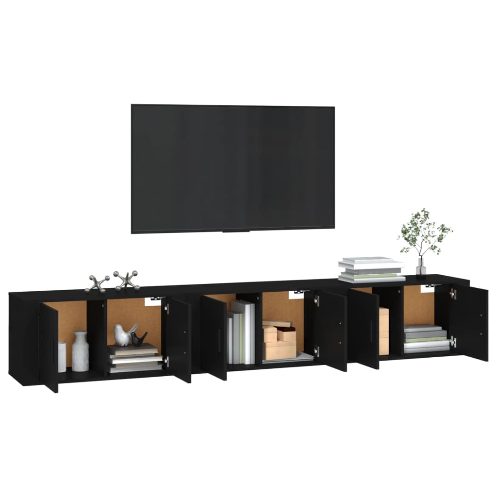 vidaXL Wall-mounted TV Cabinets 3 pcs Black 80x34.5x40 cm