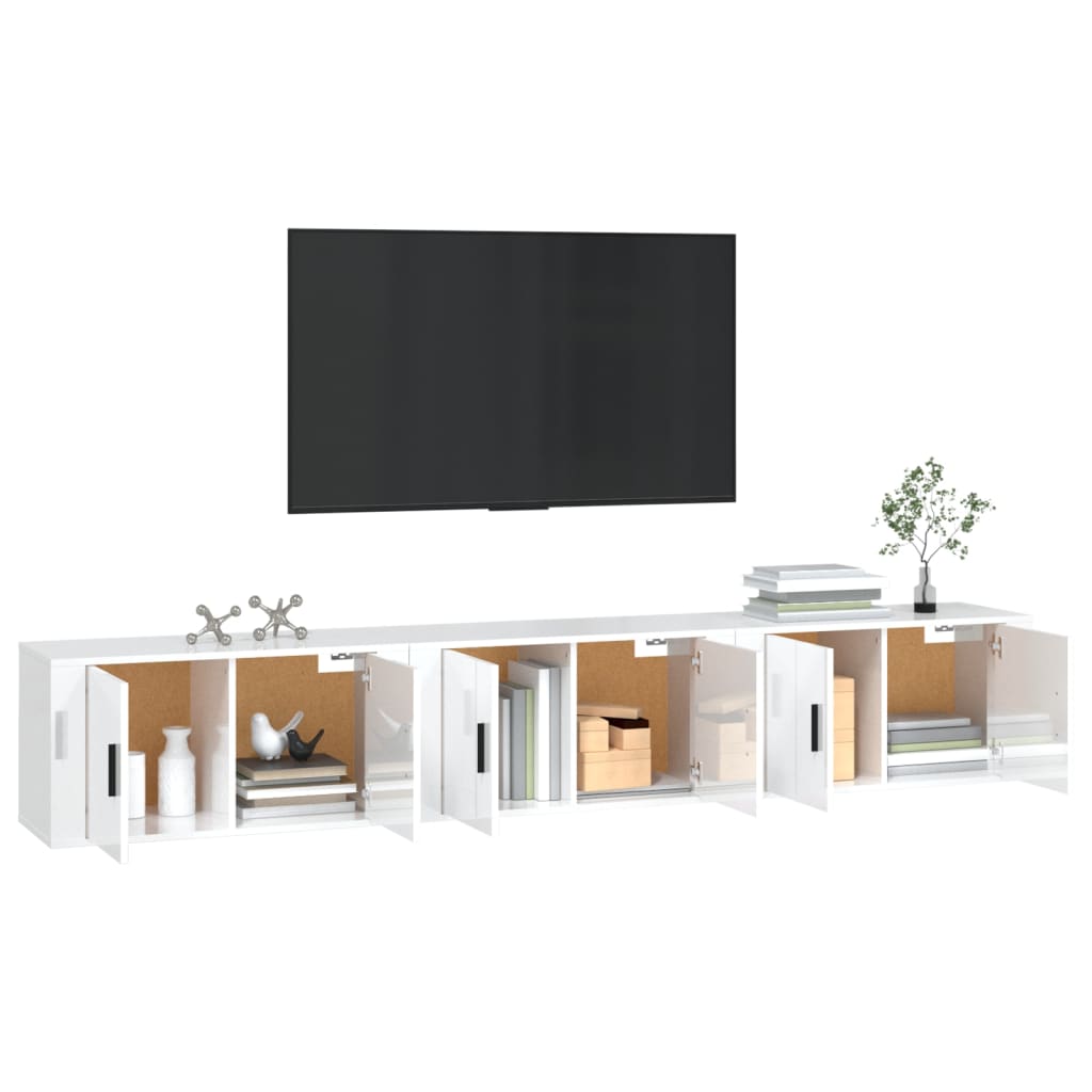 vidaXL Wall-mounted TV Cabinets 3 pcs High Gloss White 80x34.5x40 cm