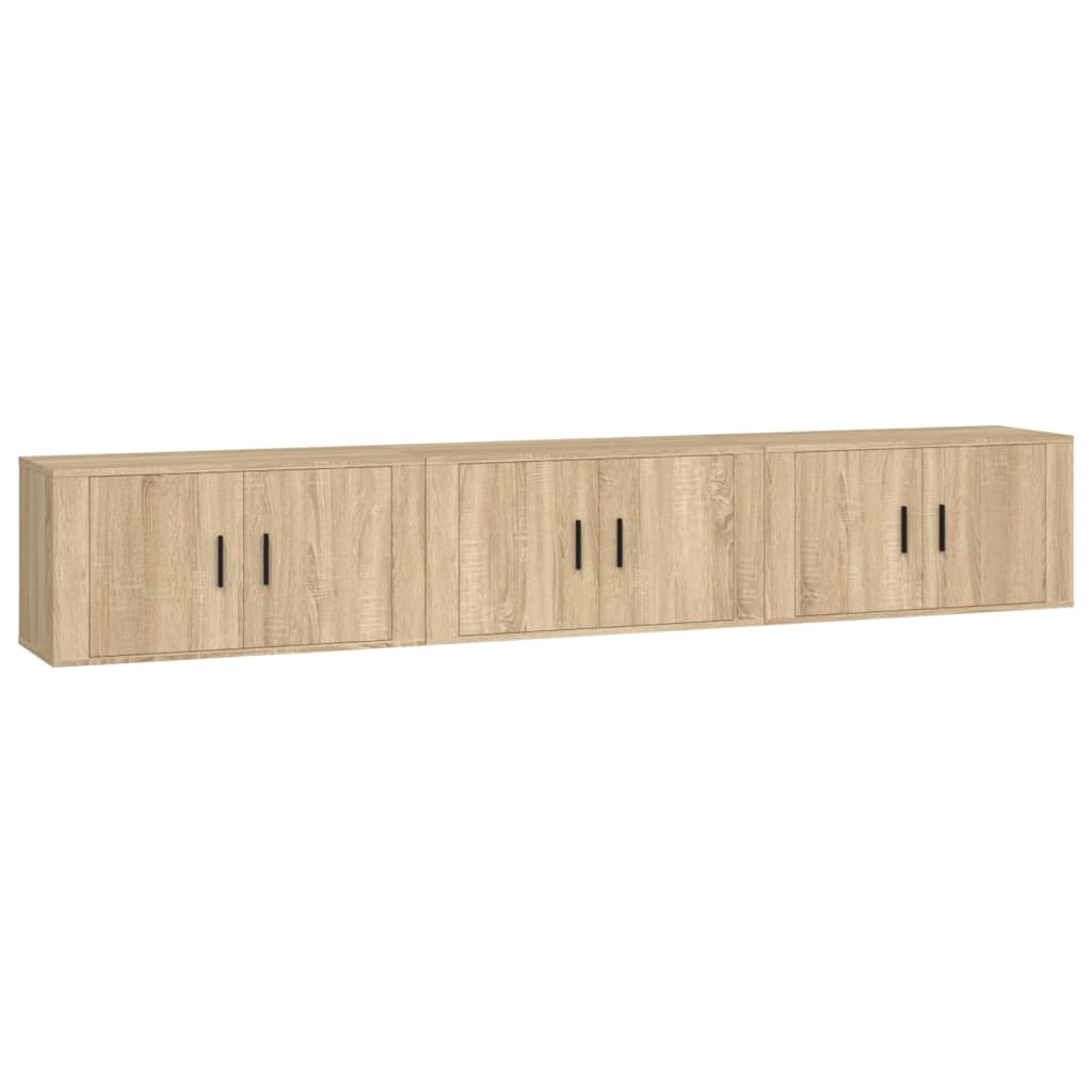 3 Piece Wall-mounted TV Cabinet Set Sonoma Oak 80x34,5x40 cm