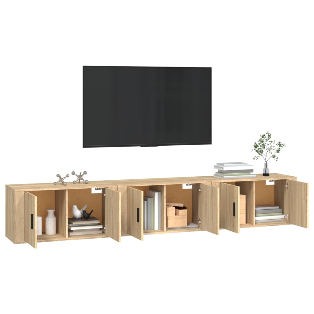 vidaXL Wall-mounted TV Cabinets 3 pcs Sonoma Oak 80x34.5x40 cm