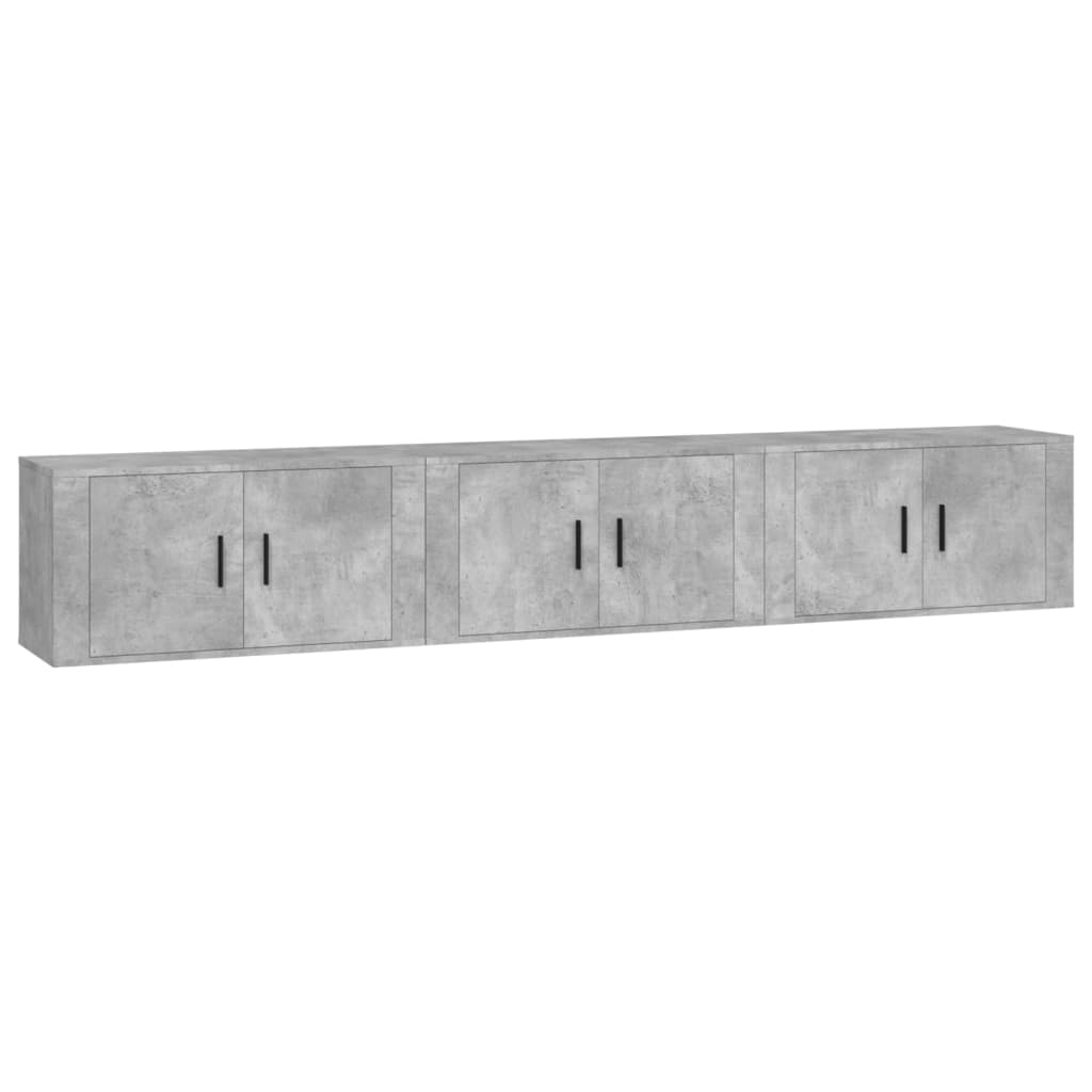 vidaXL Wall-mounted TV Cabinets 3 pcs Concrete Grey 80x34.5x40 cm