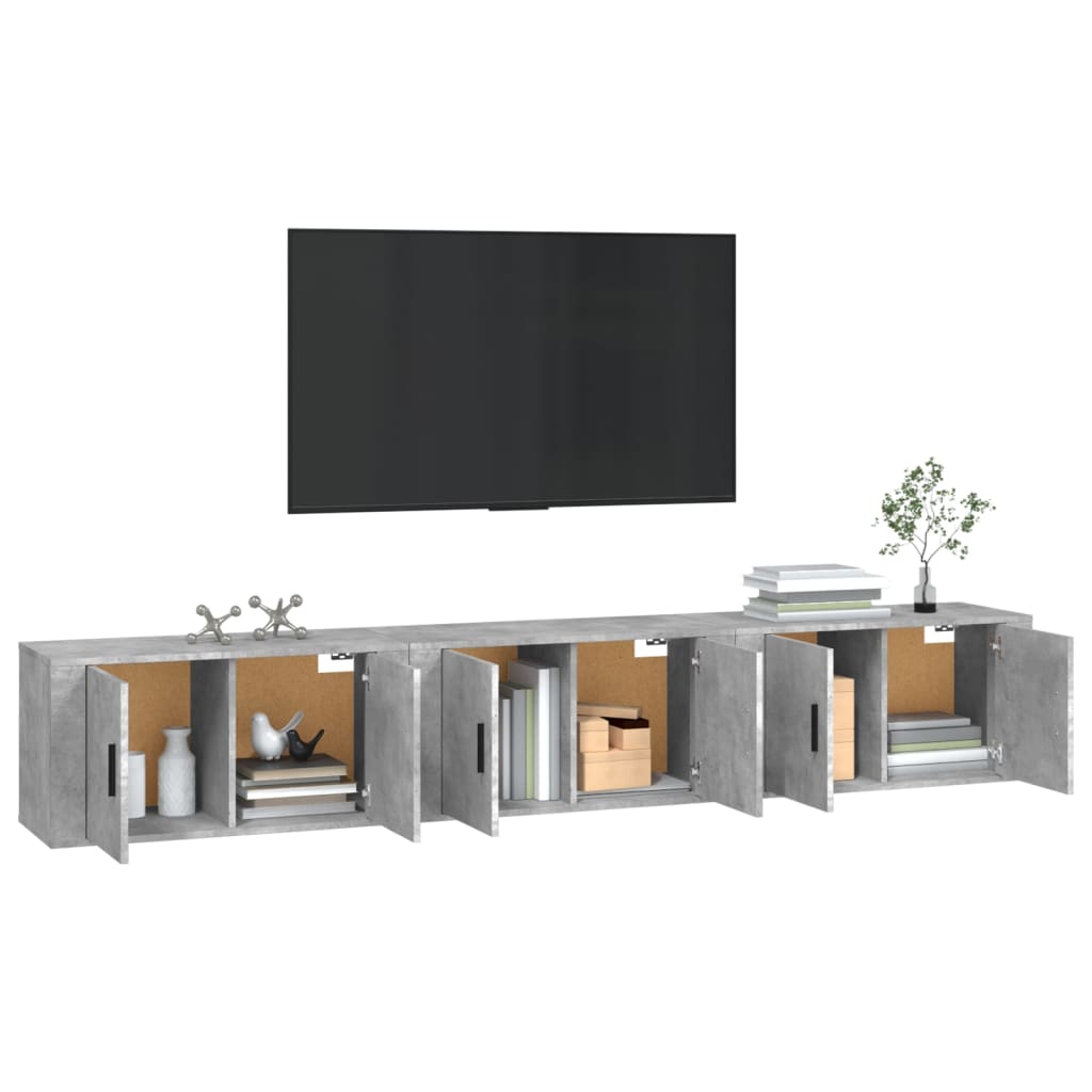 3 Piece Wall-mounted TV Cabinet Set Concrete Grey 80x34,5x40 cm