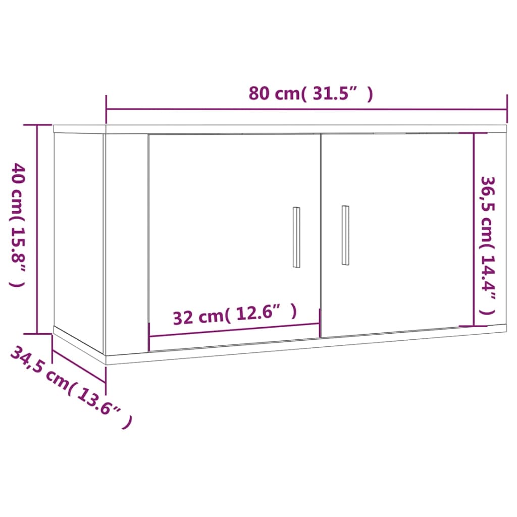 vidaXL Wall-mounted TV Cabinets 3 pcs Concrete Grey 80x34.5x40 cm