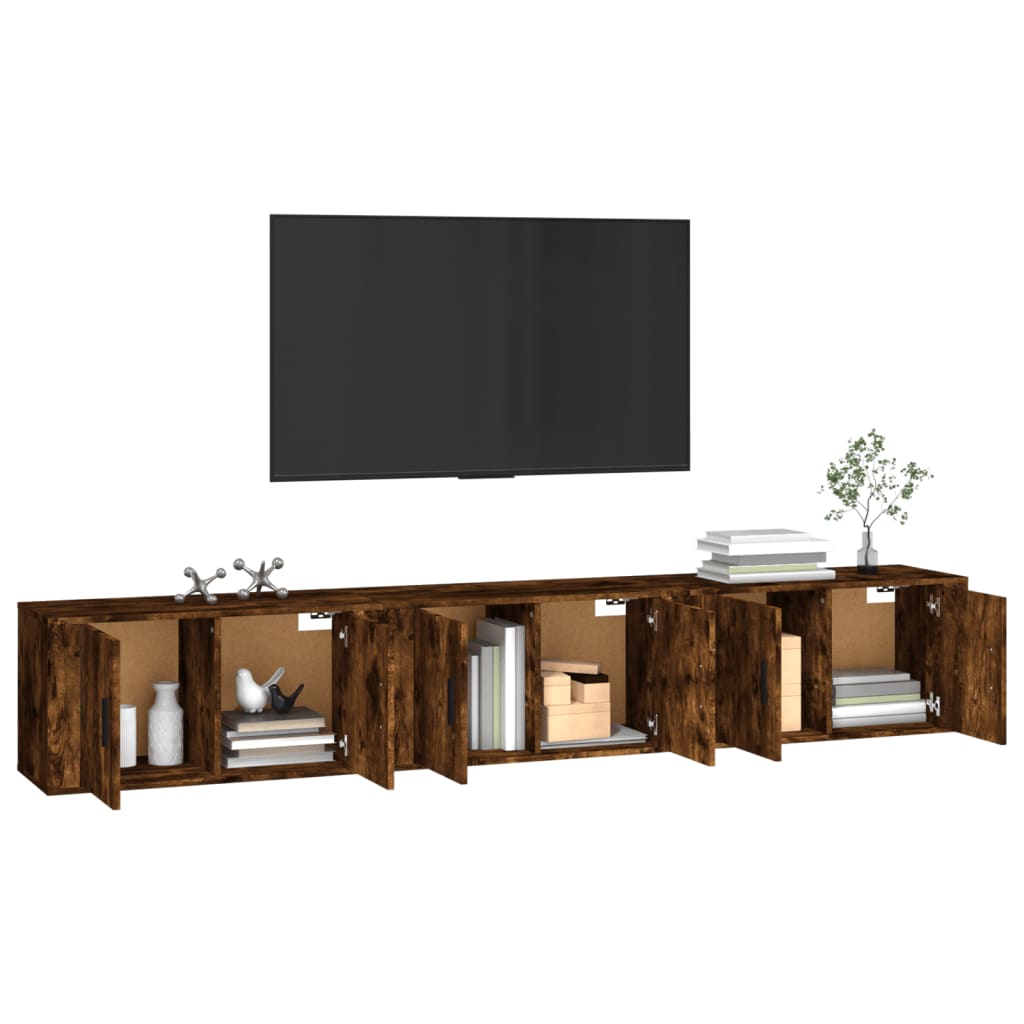 3 Piece Wall-mounted TV Cabinet Set Smoked Oak 80x34,5x40 cm