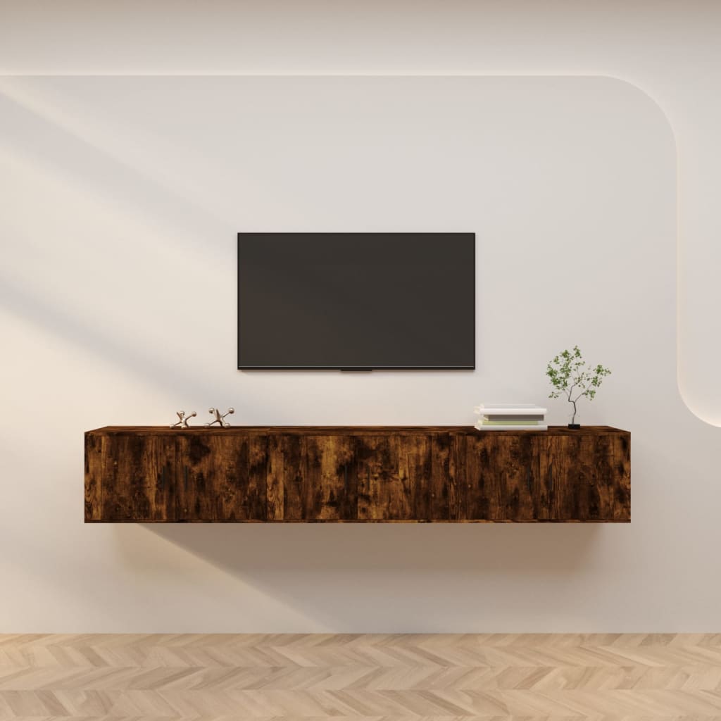 3 Piece Wall-mounted TV Cabinet Set Smoked Oak 80x34,5x40 cm