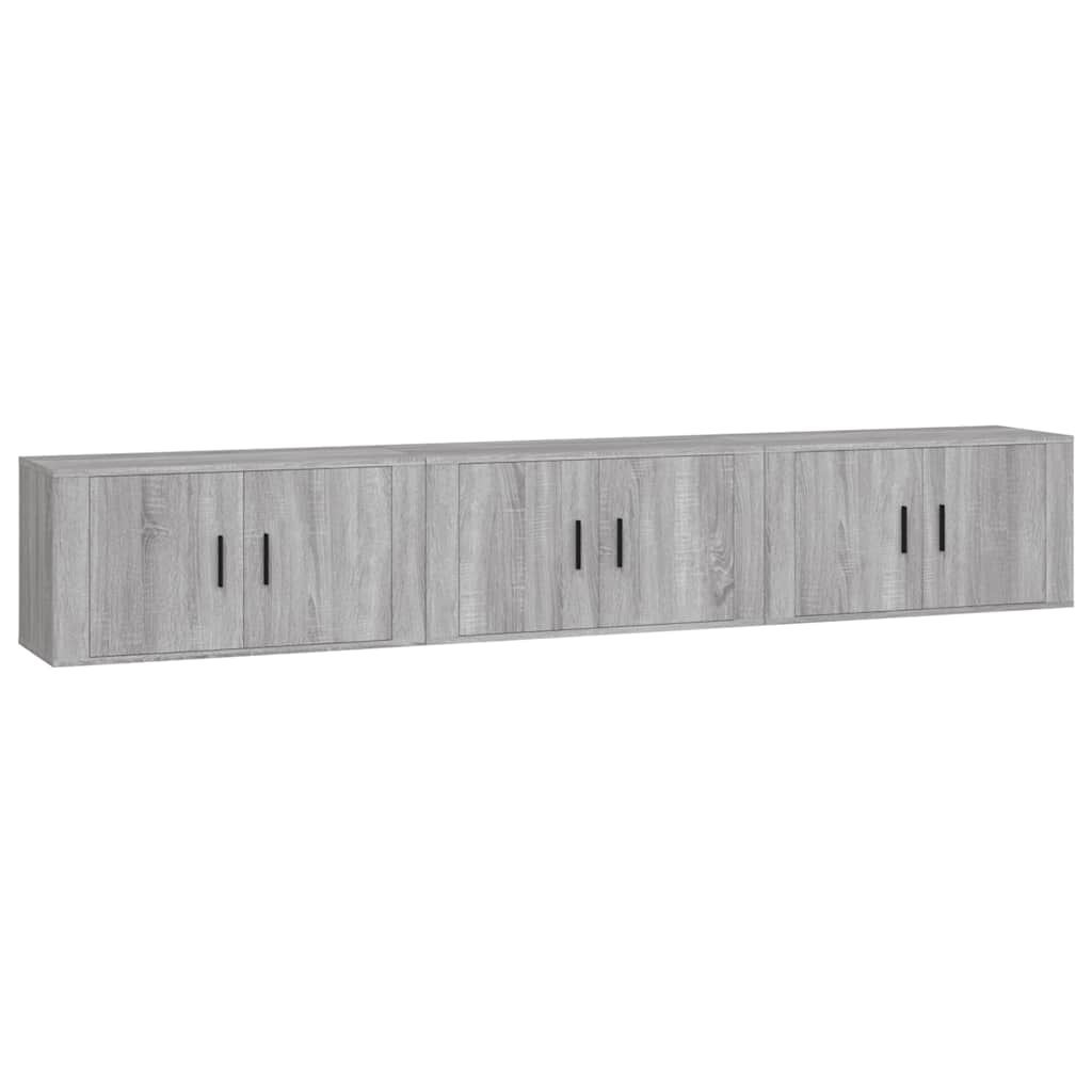 3 Piece Wall-mounted TV Cabinet Set Grey Sonoma 80x34,5x40 cm