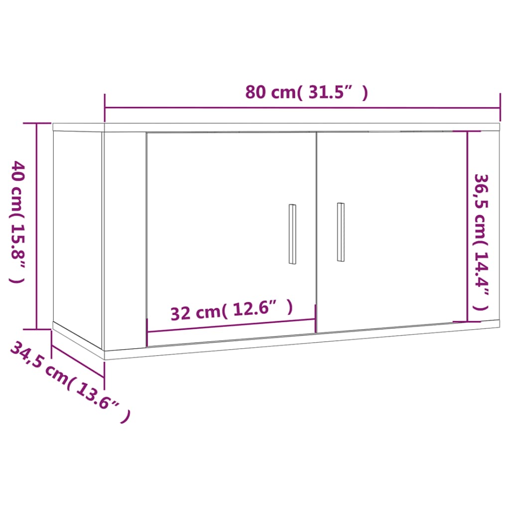 vidaXL Wall-mounted TV Cabinets 3 pcs Grey Sonoma 80x34.5x40 cm