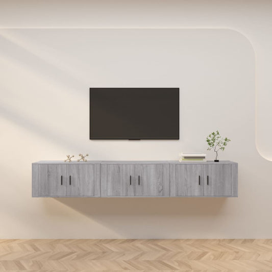 vidaXL Wall-mounted TV Cabinets 3 pcs Grey Sonoma 80x34.5x40 cm