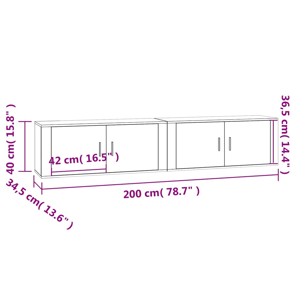 Wall-mounted TV Cabinets 2 pcs White 100x34.5x40 cm