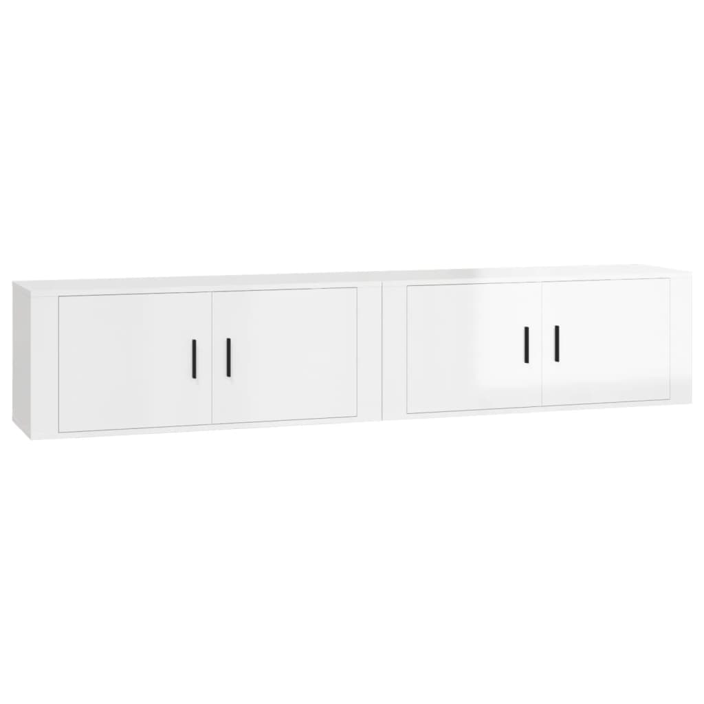 vidaXL Wall-mounted TV Cabinets 2 pcs High Gloss White 100x34.5x40 cm